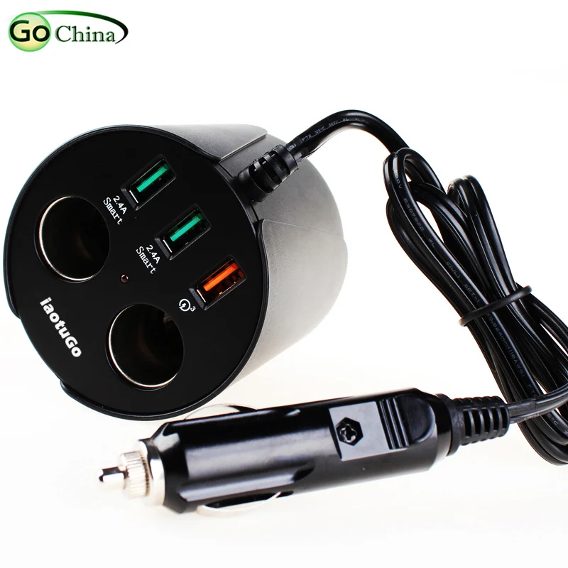 

iaotuGo USB Car Charger Quick Charge 3.0 Cigarette Lighter charger For Phone/GPS/Tablet/DVR,output 5V 2.4A QC3.0