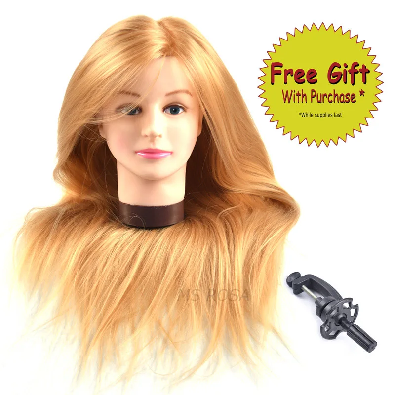 Color Training Mannequin Head Female Hair Head Doll 22 Inches Mannequin