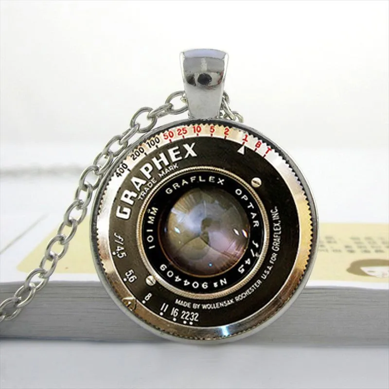 HZShinling стекло фото подвеска, ожерелье из кабошона ожерелье с объективом фотоаппарата фотографа подарок стекло круглое ожерелье s ювелирные изделия