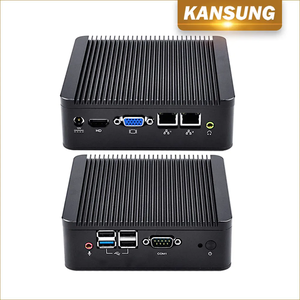 2 Gigabit Lan Fanless PC Computer Desktop Baytrial Quad Core J1900 CPU 4 USB Ports VGA