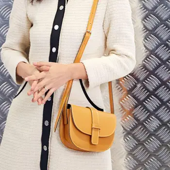 

Fashion Women Solid Color Leather Flap Saddle Pouch Crossbody Shoulder Bag