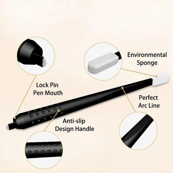 

Top quality 50pcs permanent makeup white disposable microblading pens with 7/12/14/17/18U pins needles embroidery blades
