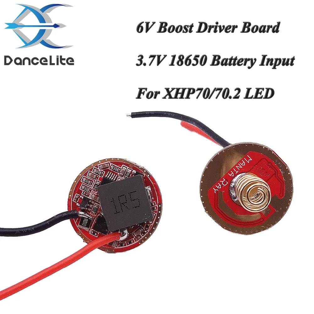 

1PC DIY Flashlight 22mm Output 6V Boost Driver Circuit Board For XHP70/XHP70.2 (1x3.7V 18650 Input)