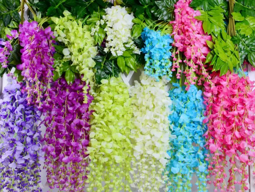12pcs 110cm Artificial Wisteria Hanging Flower Silk Wisteria Plants