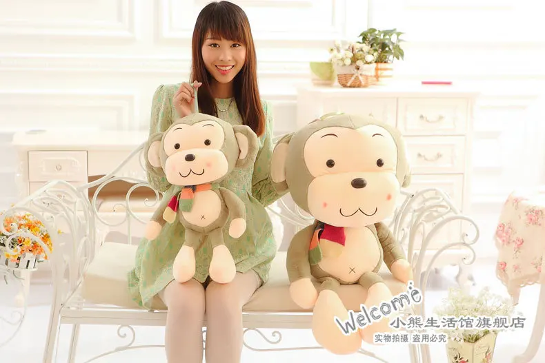 

about 45cm lovely scarf monkey plush toy doll Christmas gift w6245