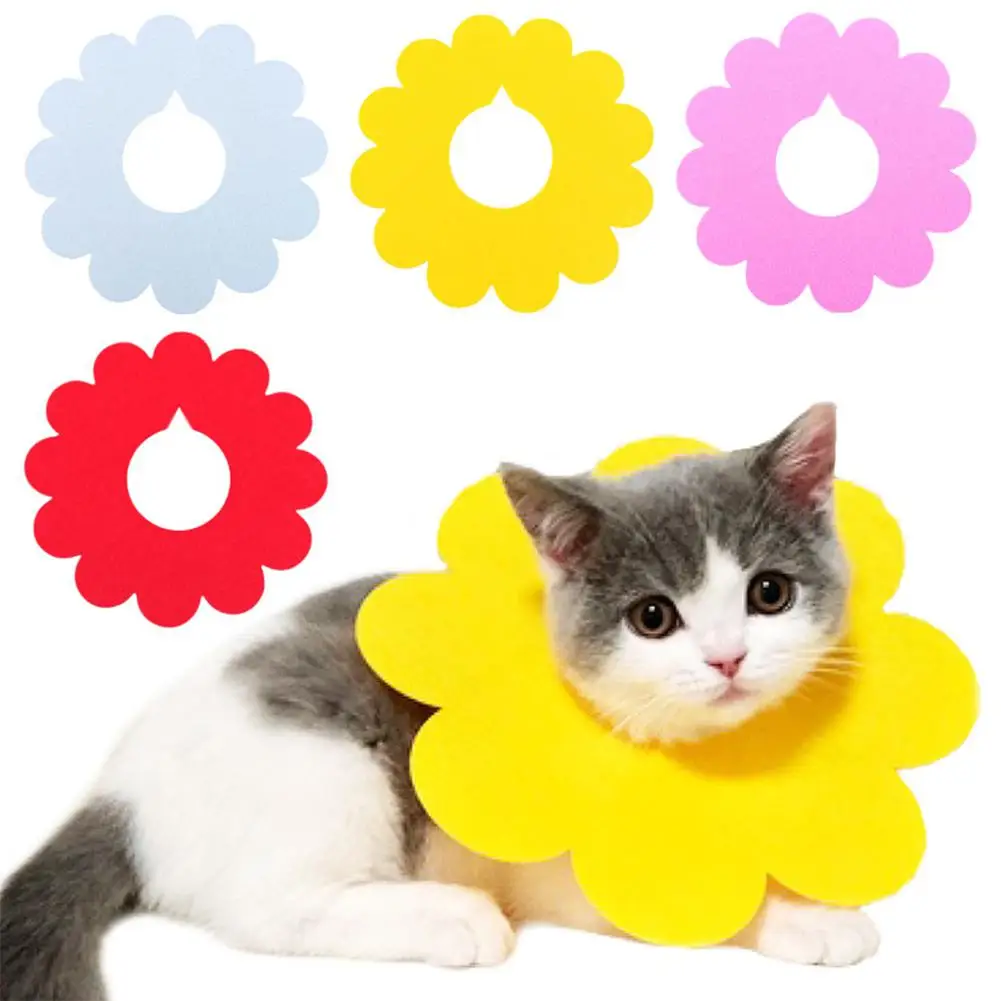 

TPFOCUS 5Pcs Anti-Bite Sunflower Shape Felt Fabric Protective Pet Collar for Dogs Cats