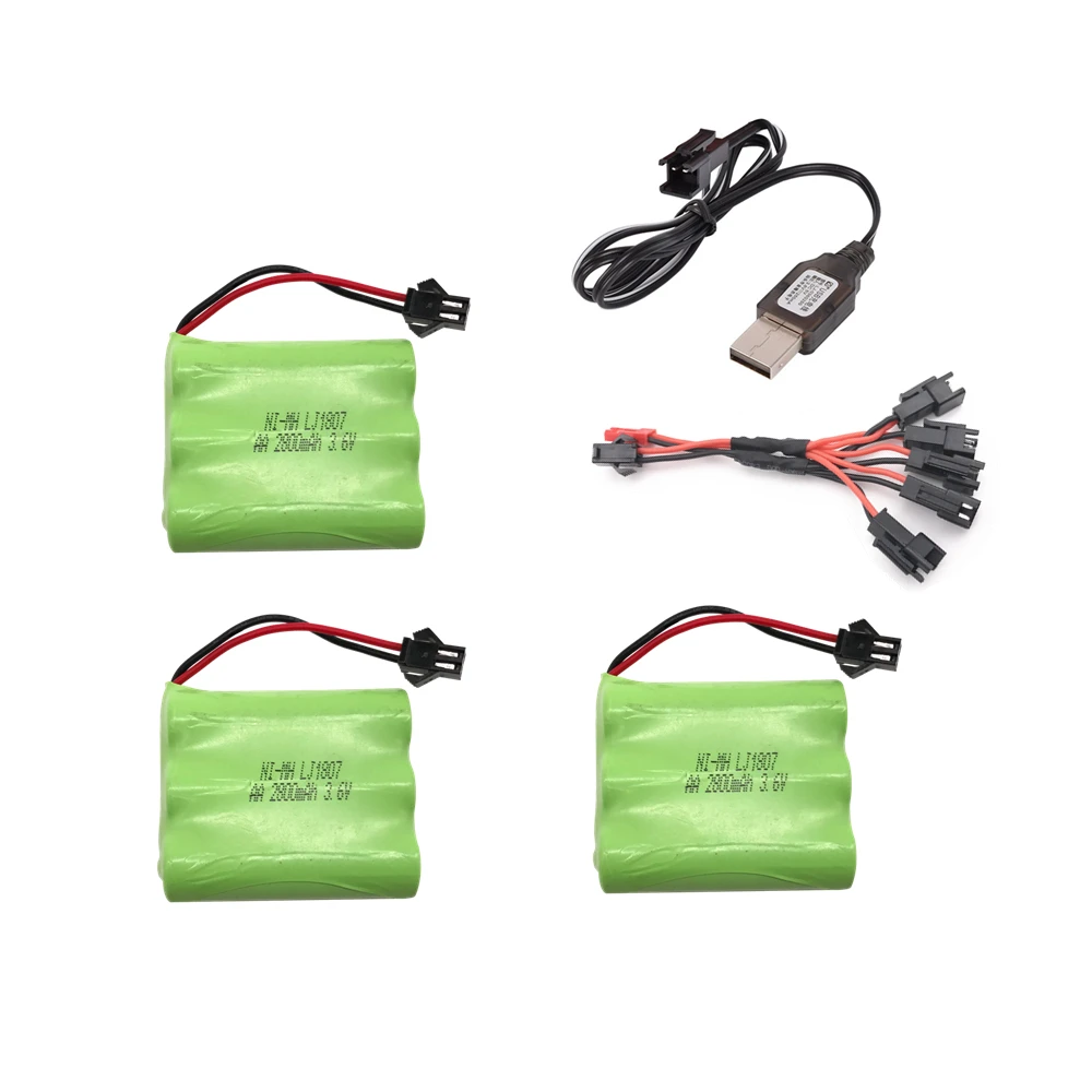 3,6 v 2800mah аккумулятор Ni-MH аккумулятор AA NIMH 3,6 v аккумулятор для RC игрушечных автомобилей модель лодки RC игрушка 3,6 V батарея - Цвет: 3pcs USB