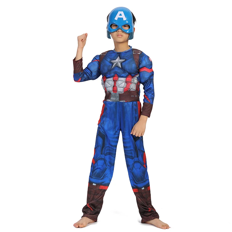 Superhero Kids Muscle Captain America Costume Avengers Child Cosplay Super Hero Halloween Costumes For Kids Boys Girls kids