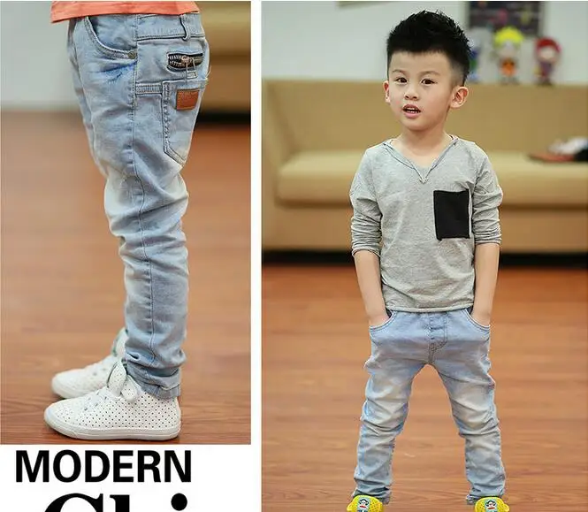 Сезон весна-лето Детские джинсы для мальчиков Штаны детские повседневные штаны корейские светлые хлопковые брюки