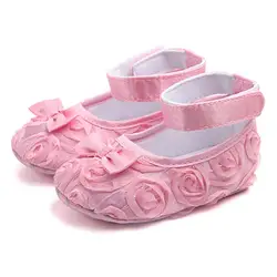 Для маленьких девочек обувь мягкая подошва противоскользящие хлопковые малыша новорожденных Prewalker девушки цветок первые ходоки 0-24 м