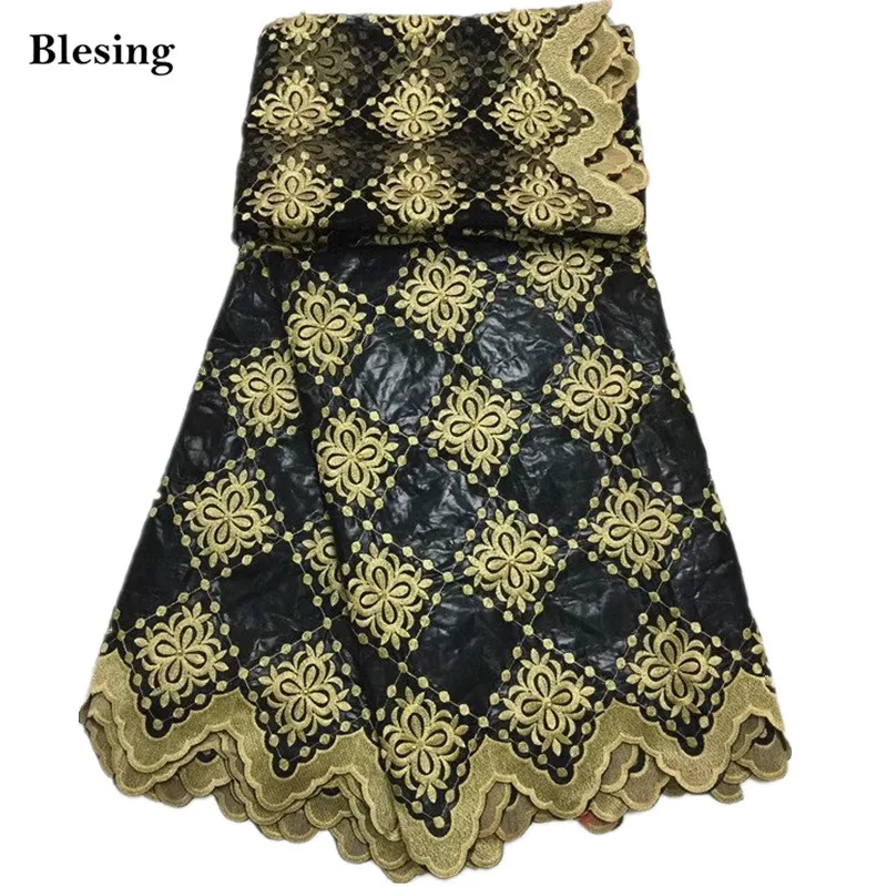 Blesing черная парча Базен Вышивка высокого качества бисерный базин с французским кружевом Базен riche getzner для платья хлопок материал