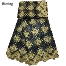 Blesing черная парча Базен Вышивка высокого качества бисерный базин с французским кружевом Базен riche getzner для платья хлопок материал