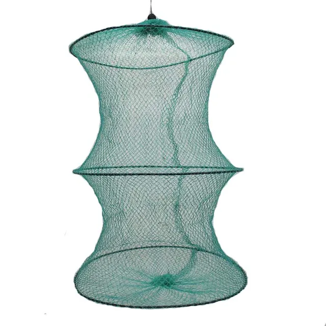 LEO Fishing Net Metal Frame Nylon Mesh Crab Fish Net Mesh Folding Round