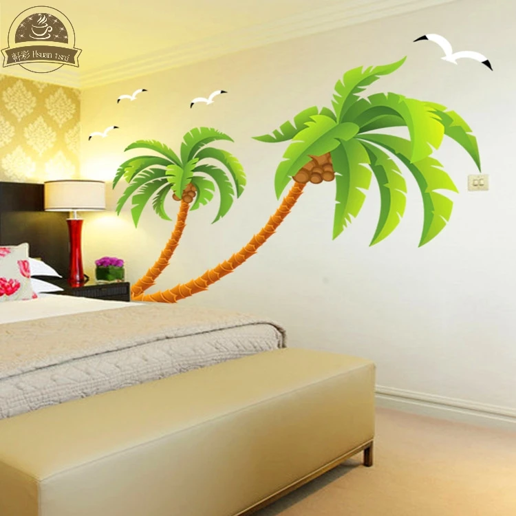 green coconut tree gulls vinyl wall stickers home decor rooms living sofa wallpaper design wall art - Wallpapers Designs For Walls green coconut tree gulls vinyl wall stickers home decor rooms living sofa wallpaper design wall art - Wallpapers Designs For Walls