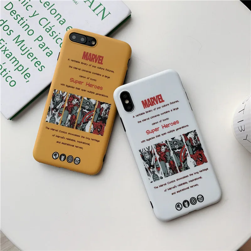 

Marvel case for iphone X XS MAX XR 10 8 7 6 6S plus Simple Strokes Super heroes Soft silicone cover durable coque capa