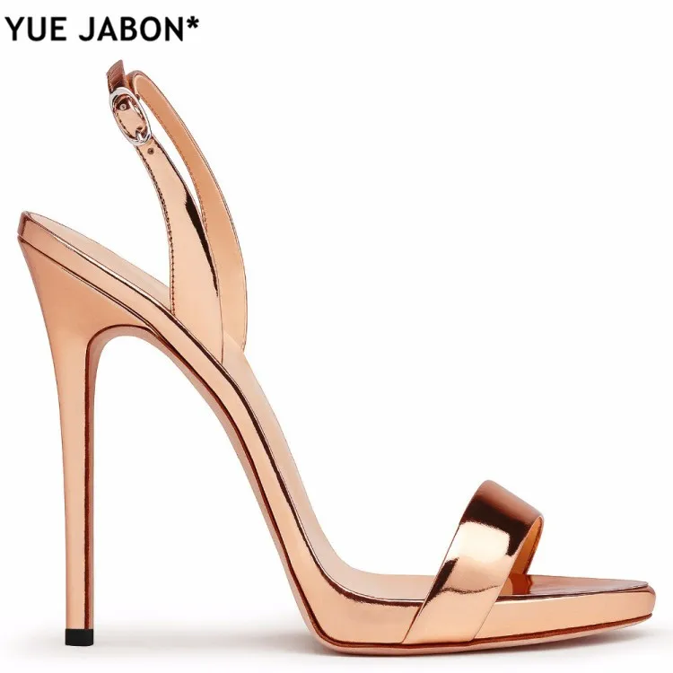 

Rose Gold 12CM High Heels Women Brands Style Ladies Classic Back Strap Heels Sexy Red Black Nude Stilettos Shoes Summer Sandals