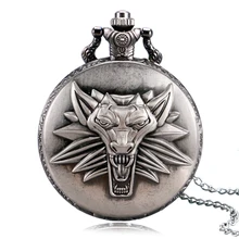 Grey The Witcher 3 Wild Hunt Theme Lion Case Bronze Fob Quartz Pocket Watches for Men Boys Game Gift Item Saat Reloj Hombre 2017