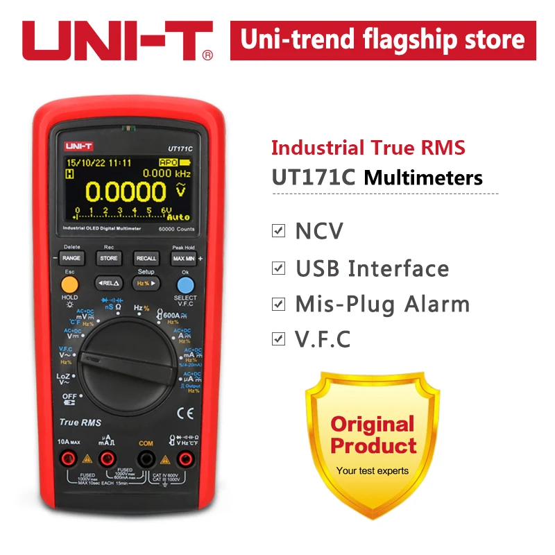 UNI-T UT171C промышленный истинный среднеквадратичный цифровой мультиметр тестер пропускания/сопротивления