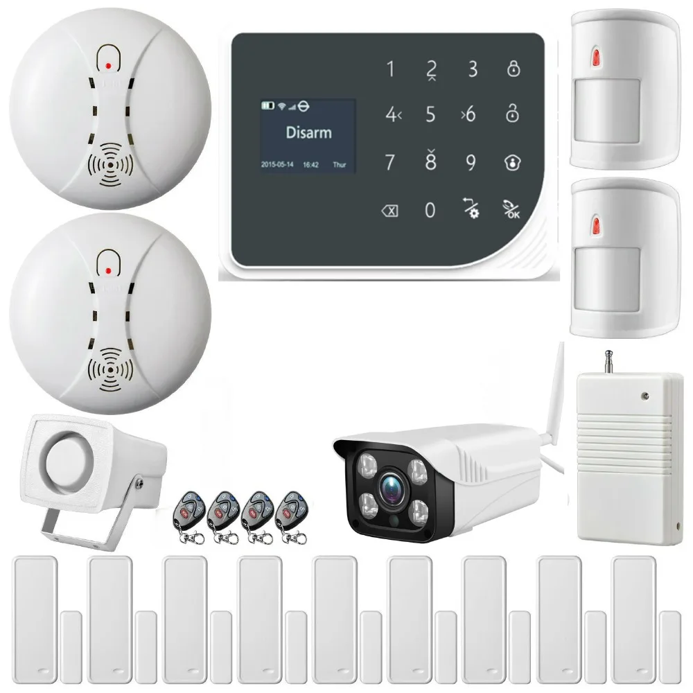 

YoBang Security Wireless WIFI GSM Burglar Alarm System Home Protection Automated Outdoor Waterphoof IP Camera+Smoke Alarm 433MHZ
