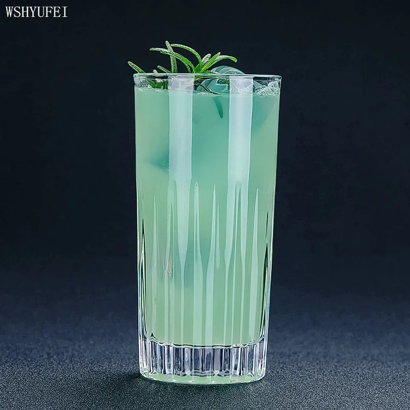 

WSHYUFEI Striped carved long drink cocktail glass Colin Haibo juice glass