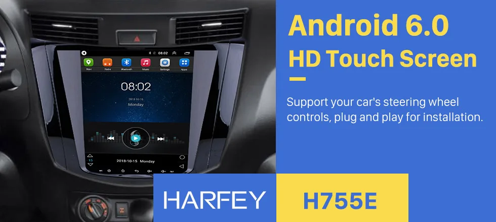 Flash Deal Harfey GPS Navi Android 6.0 Radio for 2018 Nissan NAVARA Terra 9.7"4G LTE Car Multimedia Player with Rear camera Mirror  WIFI 0