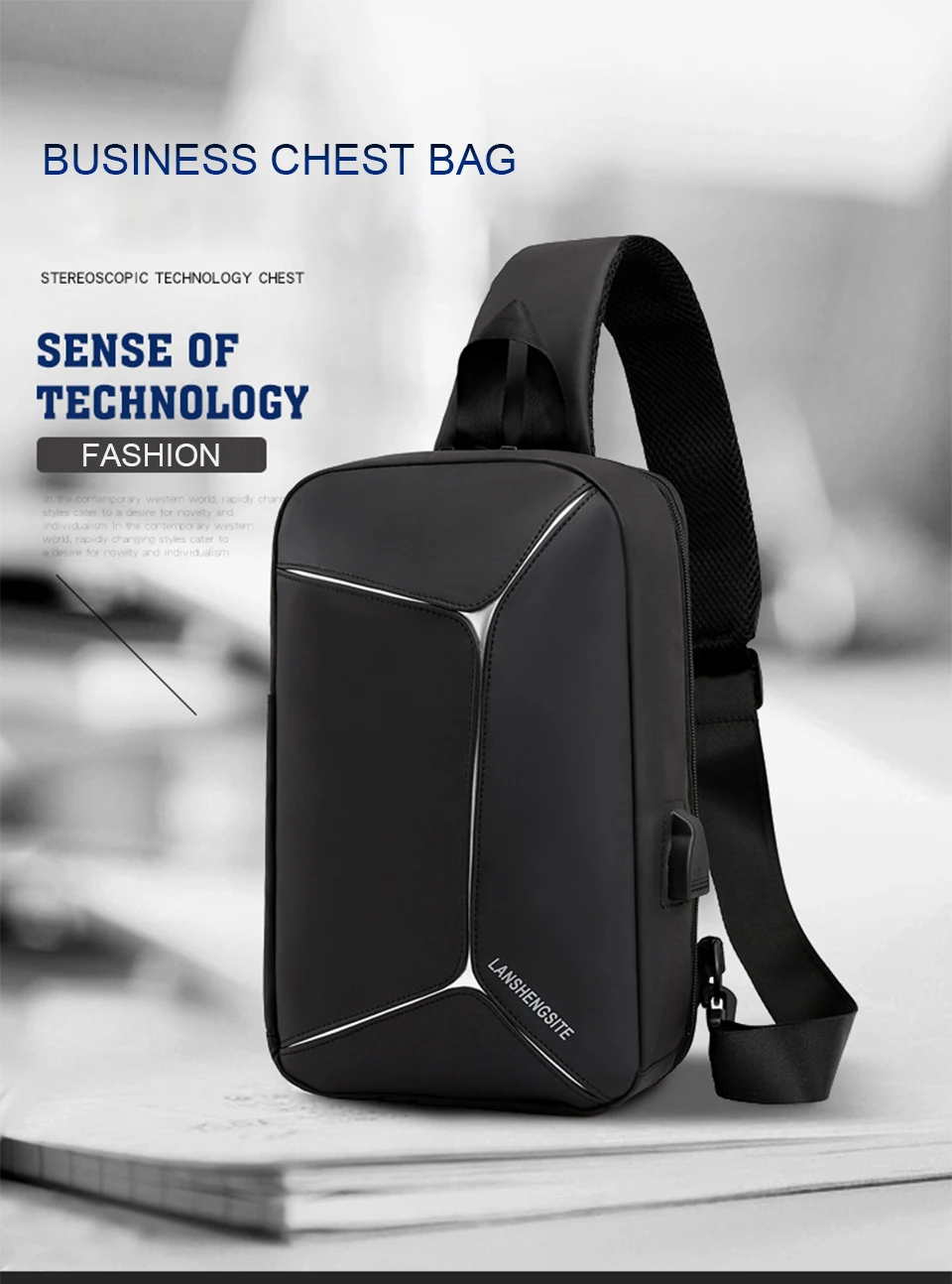 bolsa de ombro masculino mensageiro à prova
