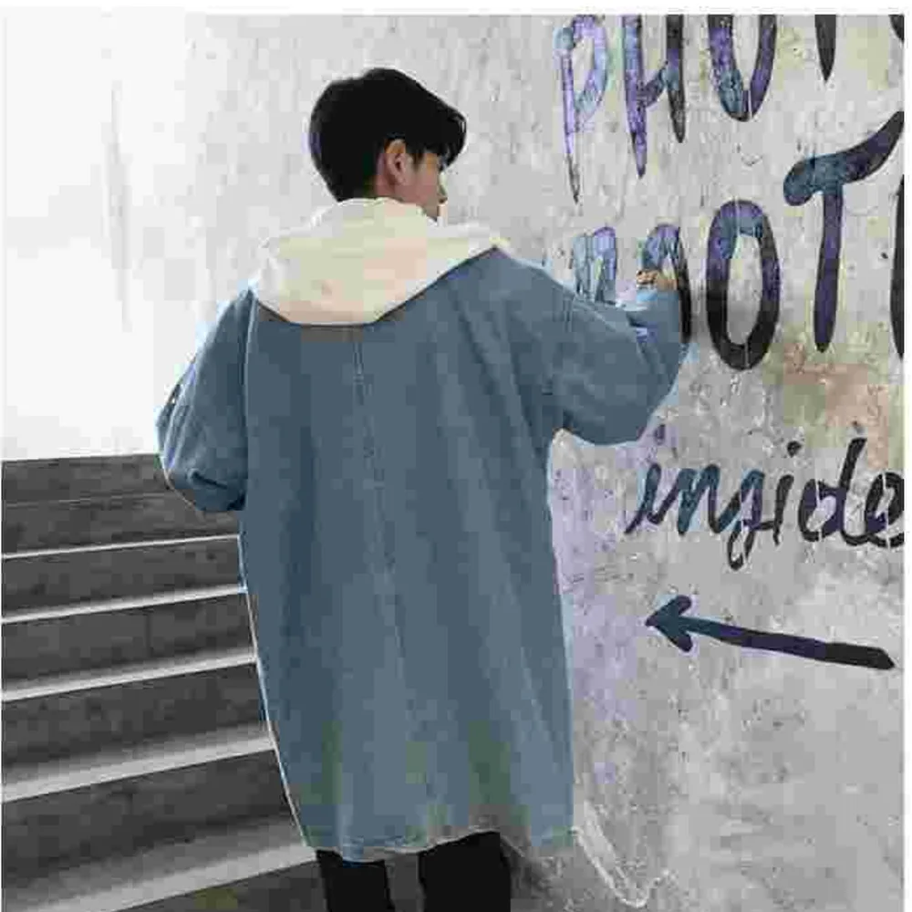 New Fashion Men Denim Jacket Detachable Hooded Windbreaker Men Hip Hop Streetwear Bomber Jacket Male Oversized Jeans Baggy Coat