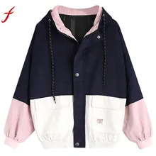 Feitong, Женская Вельветовая Лоскутная куртка на молнии с длинным рукавом, ветровка, пальто, vestido invierno mujer# a40