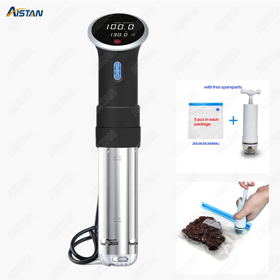

CS1 Sous Vide Precision Cooker, Vacuum Food Cooking Machine, Immersion Circulator Slow Cooker 1000 Watts S.steel Black