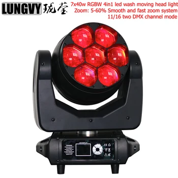 

Free Shipping LED Moving Head 7x40w Zoom RGBW 4in1 Wash Zoom Lyre Perfect For Clubs Concert Productions DJ Disco