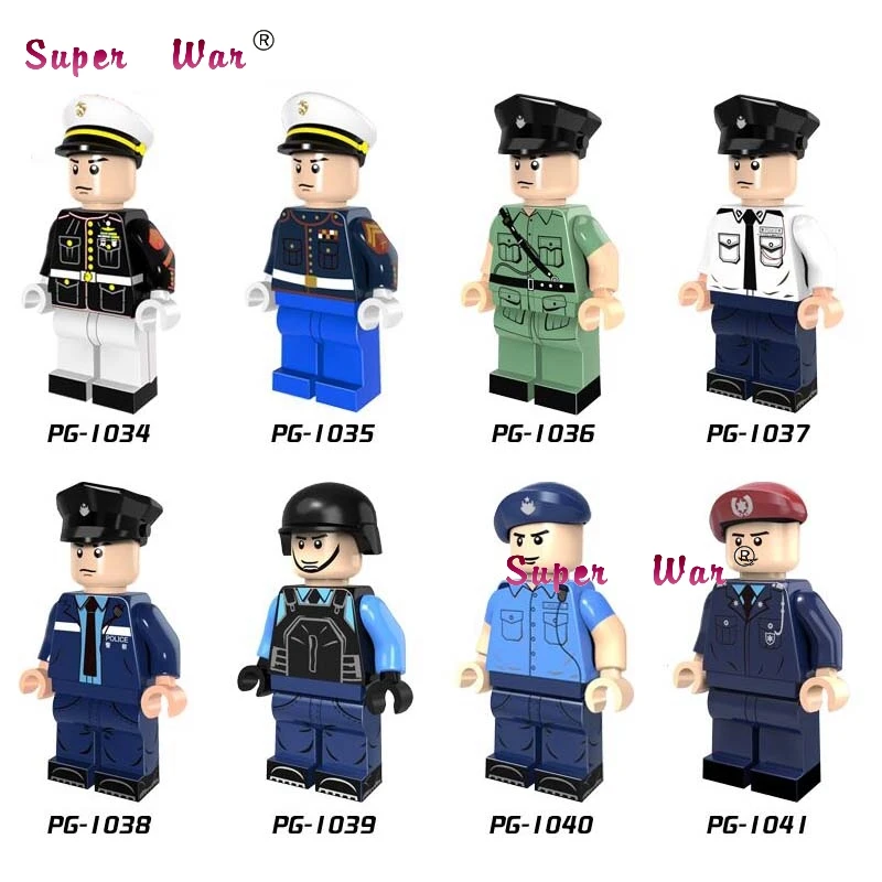 

Single White Blue Coat Special Duties Unit building blocks models bricks toys for children kits