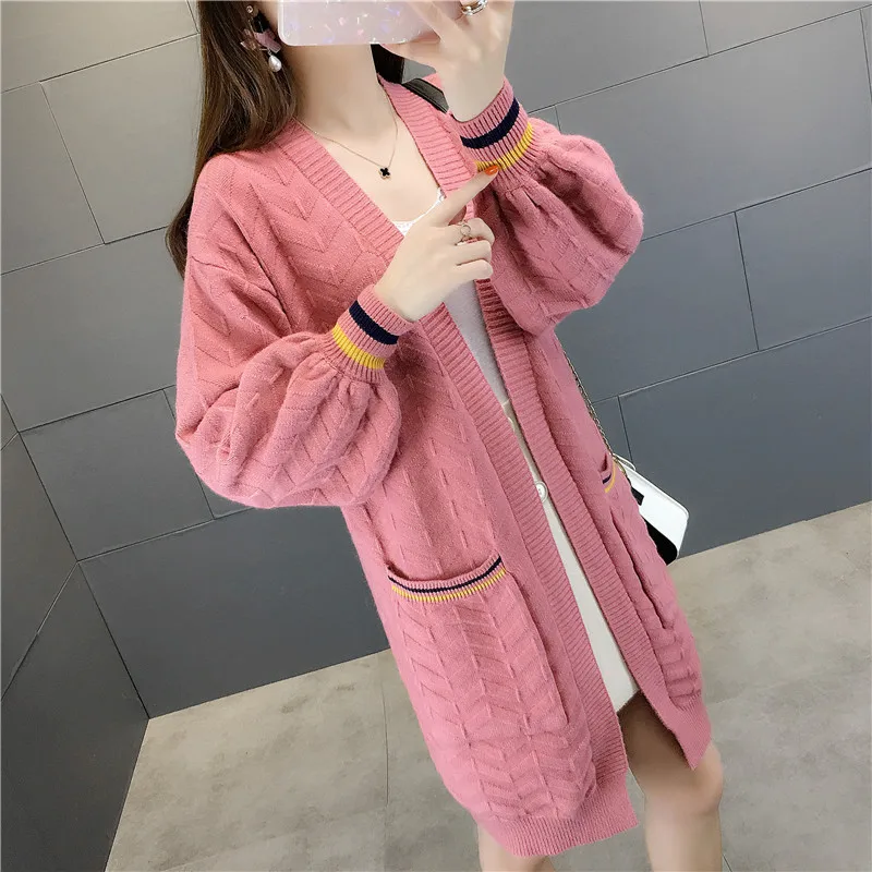 

2019 New Women Winter Long Cardigan Sweaters Female Loose Oversized Jackets Knitted Autumn fashion Sweater Cardigans For Girls