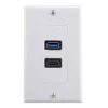 SHGO-1x 2Port HDMI+USB 3.0 Female Wall Face Plate Panel Outlet Socket Extender White ► Photo 3/6