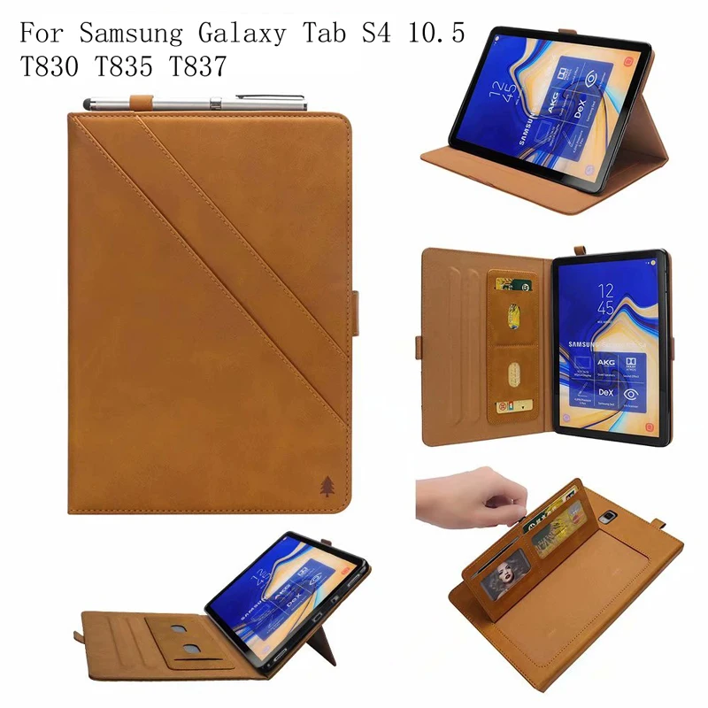 

For Samsung Galaxy Tab S4 10.5 Case T830 T835 Cover Retro Business Tablet Leather Flip With Stand Card Slots Wallet Cases Funda