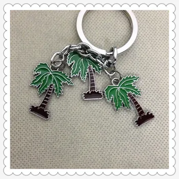 

FREE SHIPPING by FEDEX 300pcs/lot Wholesale Metal Coconut Palm Tree Key Chains Keyrings with Pendants