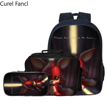 

New Oxford 3pcs/set Cartoon Children School Bags Backpacks Five Night At Freddy Kids Baby Boys Schoolbag for Girls Gift