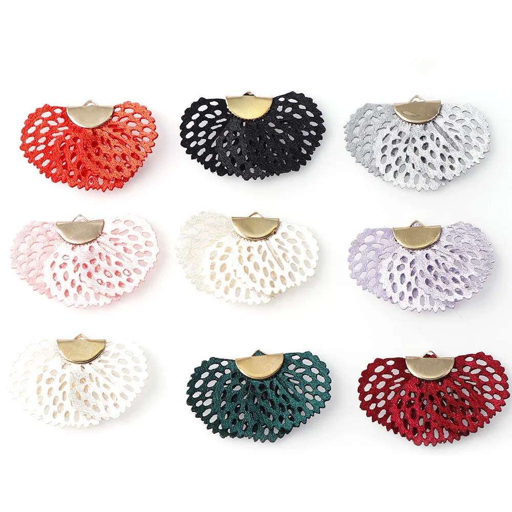 

10Pcs/set Mix Color Fan-shape Hollow Fabric Tassel Purl Macrame DIY Jewelry Key Chain Bag Phone Straps Earring Necklace Pendant