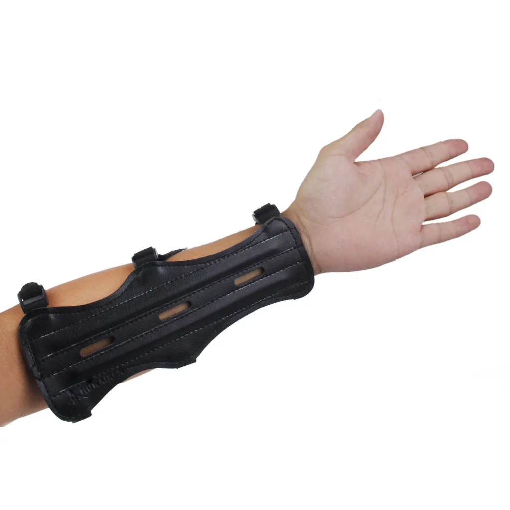 1pcs Safety Arm Sleeve 3 Strap Arm Guard Protective Leather Archery Armband Safety Sleeve Outdoor Shooting Hunting Accessories