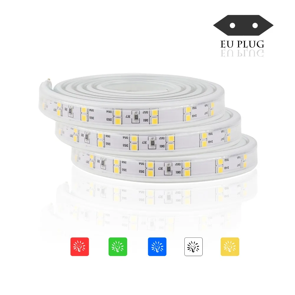 #Best AC220V Double Row LED Strip Light IP67 Waterfroof Flexible Tape 120Leds M Indoor Outdoor Decoration Lighting Ribbon EU Plug JQ