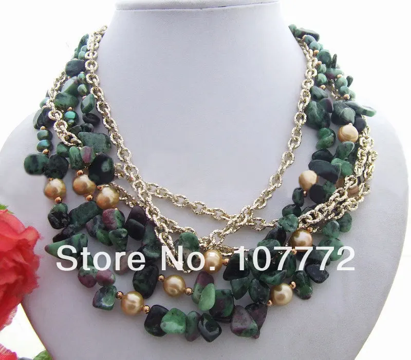 

6 strands Golden Pearl Zoisite Necklace