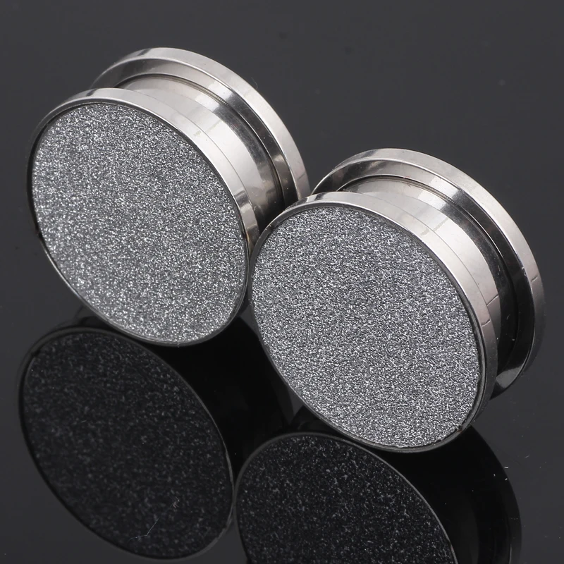 Flesh Tunnel Plug Glitter Glitzer Fake Plug Tunnel Piercing Silver Gold 4-20mm body jewelry Earring Ear screw expander