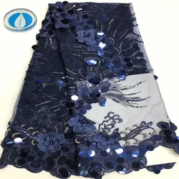

African Lace Fabric 2019 Embroidered Nigerian Lace Fabric Bridal High Quality 3d Sequins French Tulle Lace Fabric For Women