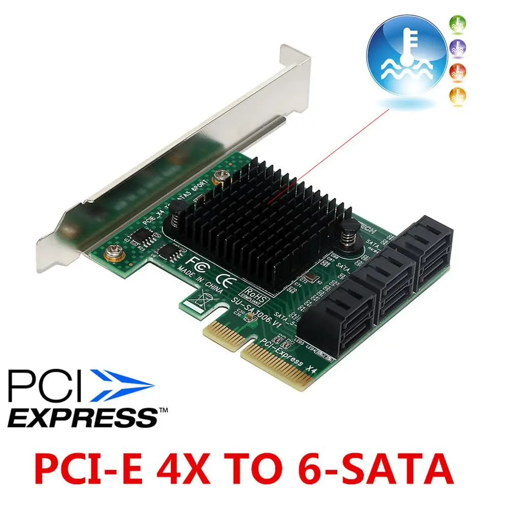 Добавить на карты PCI Express/PCI-E/PCIE SATA 3 контроллер/адаптер SATA3 PCI-E PCIE к SATA карта расширения 6 портов SATA 3,0 6 ГБ