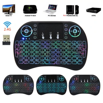 

Mini English Russian Keyboard Backlight 2.4GHz Wireless Keyboard I8 RGB Air Mouse Touchpad for Android TV Box Pad PC PS3 Xbox360