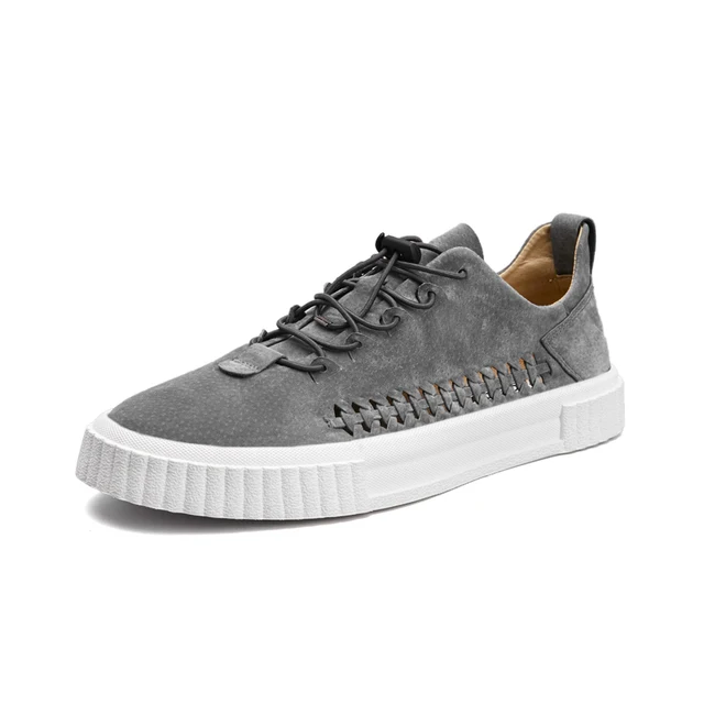 shegoes calfskin and split leather sneaker