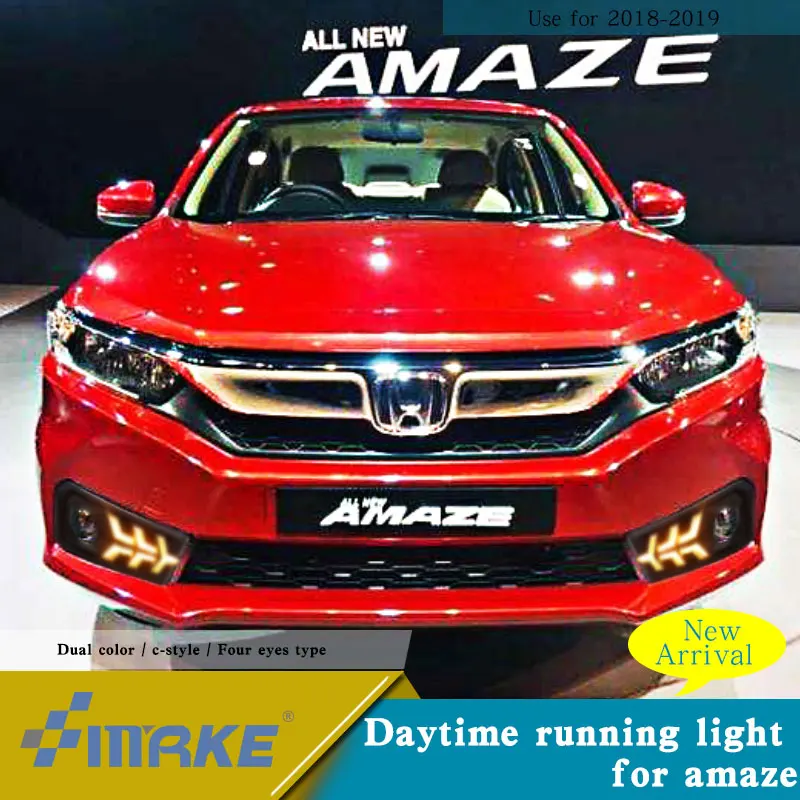 Для Honda Amaze дневной световая сигнальная лампа led drl с матричным сигналом противотуманная фара дневного света белый и желтый