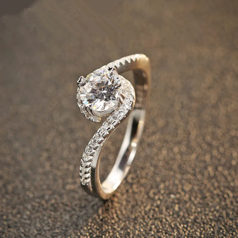 

2017 New Trendy High Quality 100% Sparkly Crystal Luxury Lady Engagement Ring in Sterling Silver, Jewelry