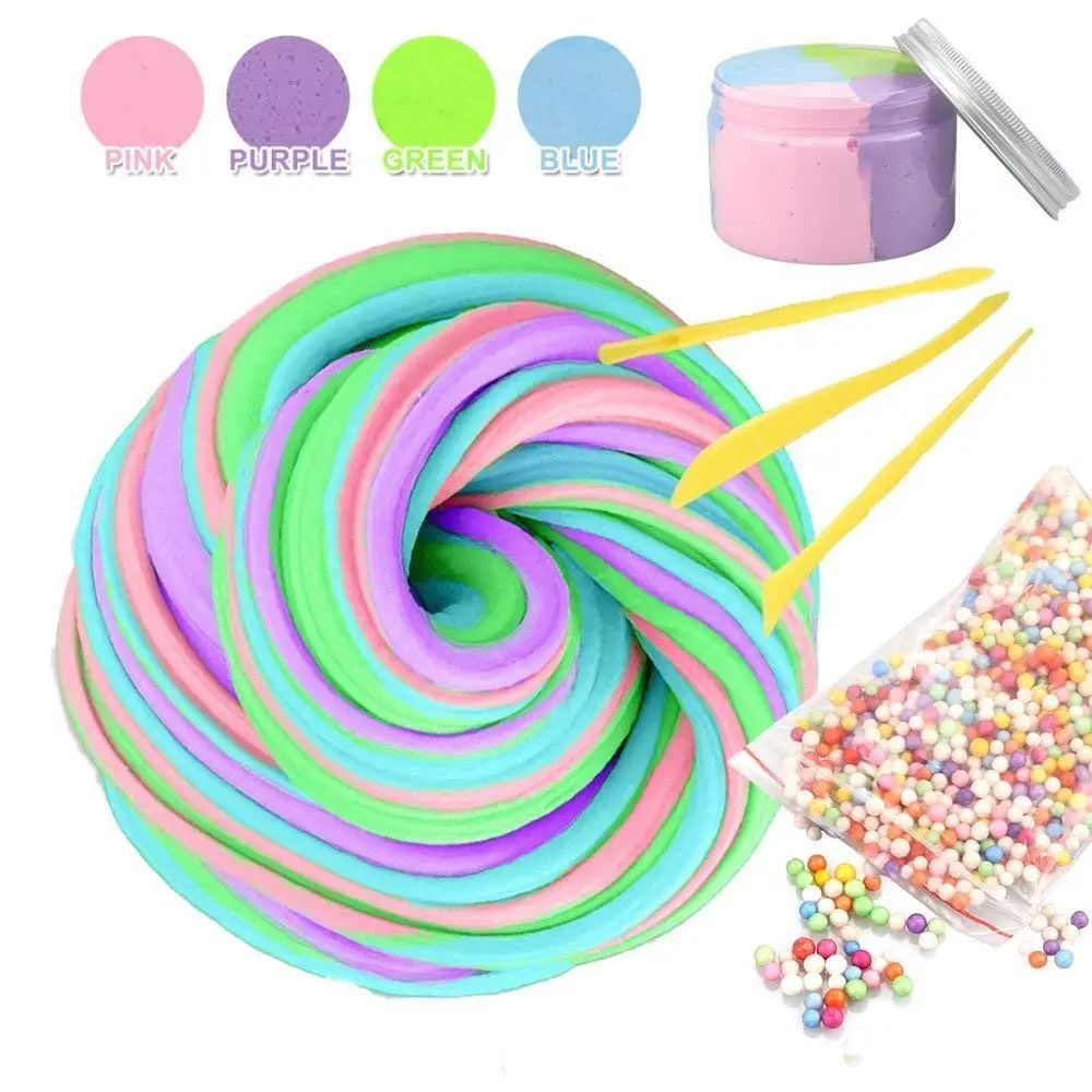

Fluffy Slime Unicorn Fluffy Slime Package Foam Beads Slime Kit For Girls and Boys for Slime DIY Craft