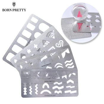 

BORN PRETTY Nail Stamping Guide Full French Nail Tips Templates Stainless Steel Star Heart Cross StampingTools