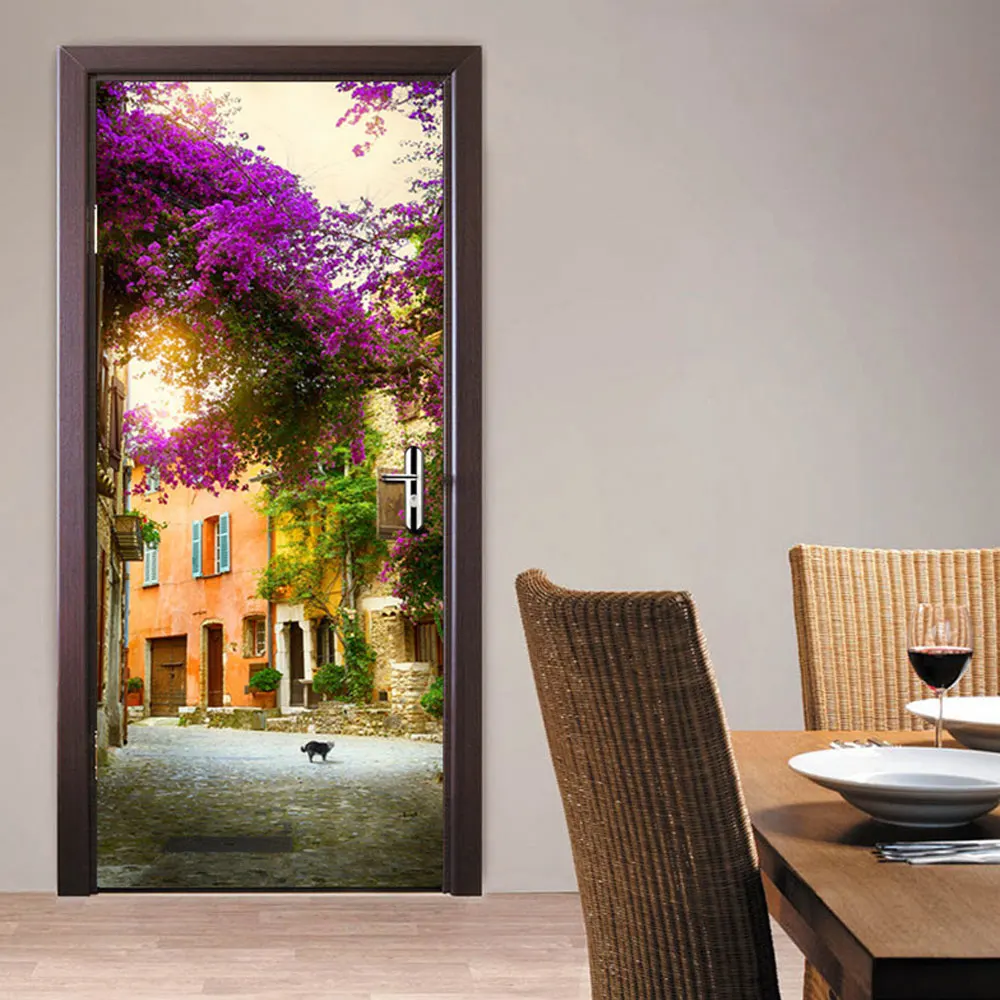 

2Pcs/Set Flower Door Art Decor Home Creative DIY 3D Door Stickers Pattern for Wall Room Home Door Decor Decoration Accessories